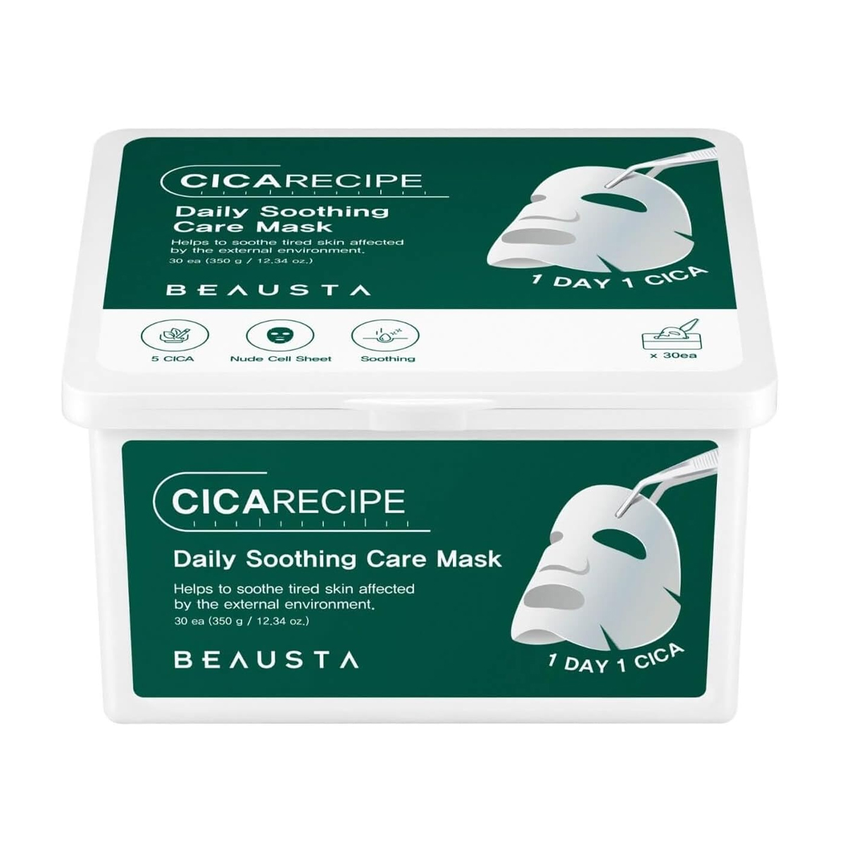 Тканинна маска для обличчя Beausta Cicarecipe Daily Soothing Care Mask Щоденна, заспокійлива, 30 шт